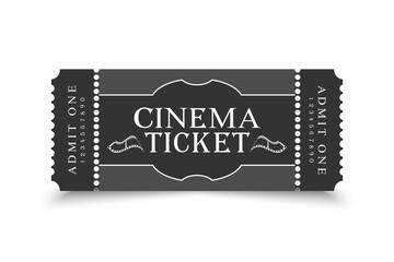 Cinema ticket template retro design with filmstrip emblems. Movie ticket design. Vector illustration