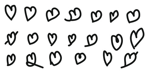 set of love vector element, wavy line art design, curved element collection 