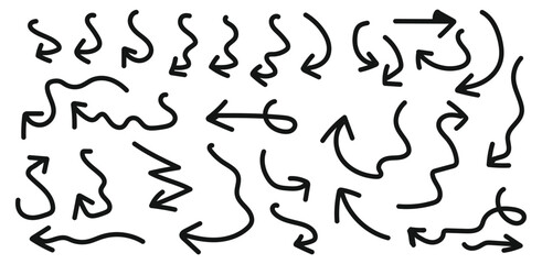 curved arrows collection, arrow set vector element design, curved line, wavy curved line 