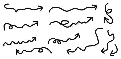 curved arrows collection, arrow set vector element design, curved line, wavy curved line 