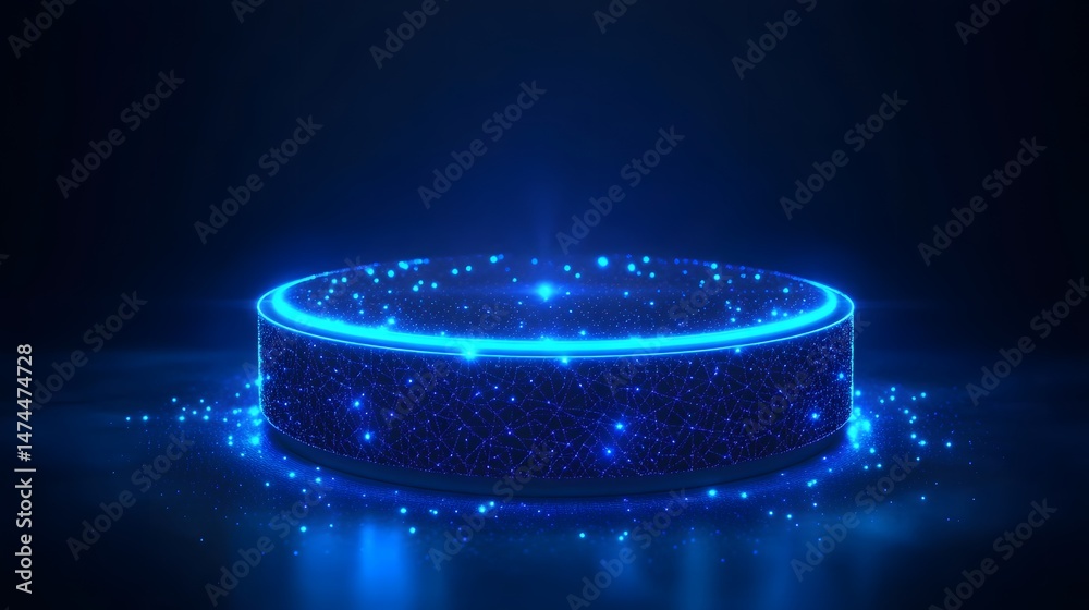 Aufkleber futuristic glowing orb with interconnected blue lights. reflective surface enhances the digital feel