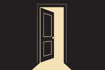 Open Door Silhouette Vector Illustration