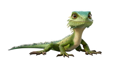 green lizard isolated on white background 