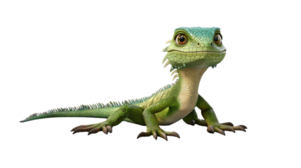 green lizard isolated on white background 