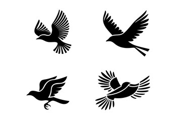 A bird with outstretched wings is a contemporary corporate icon symbolizing premium business identity for companies and brands, available as isolated templates of various bird species including