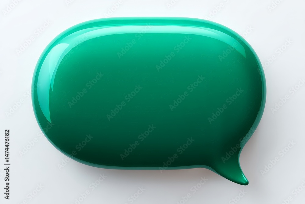 Poster Green speech bubble shaped icon on light background for communication and messaging concepts