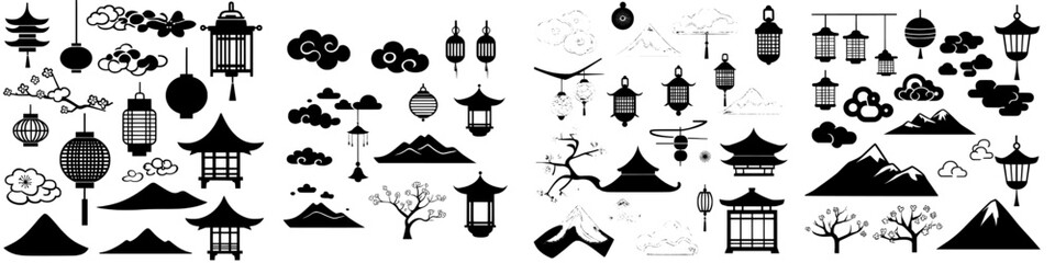 Modern decor incorporates Japanese and Chinese Asian motif pattern elements © Andrei