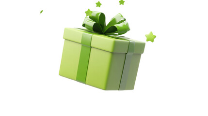 falling green gift box 3d render icon on white background