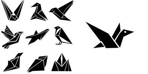 Abstract animal silhouettes are detailed with lines and presented on a white background as isolated icons, including a set of illustrations featuring a dog, fish, turtle, and rooster for tattoos