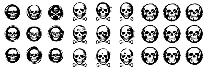 The white piracy skull and crossbones have become modern icons symbolizing death and scary themes in grunge decor illustrations
