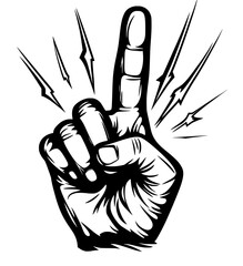 A symbol of a cool hand gesture in a modern heavy metal and rock illustration