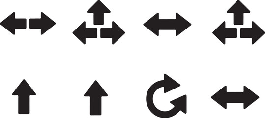 Set of Black Directional Arrow Vector Icons 2