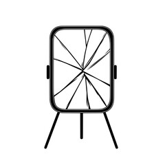 Outlined tripod-mounted abstract modern mirror or frame with segmented glass design