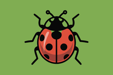 Simple Black Line Art Ladybug Vector Icon