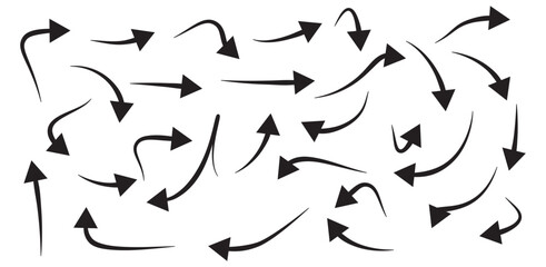 curved arrows collection, arrow set vector element design, curved line, wavy curved line 