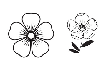 Simple Five-Petal Flower Outline Vector 2