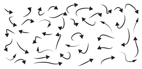 curved arrows collection, arrow set vector element design, curved line, wavy curved line 