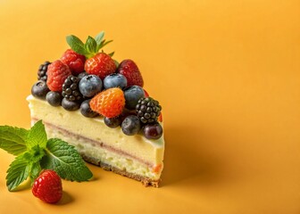 Delicious Berry Cake Slice: Sweet Dessert Stock Photo