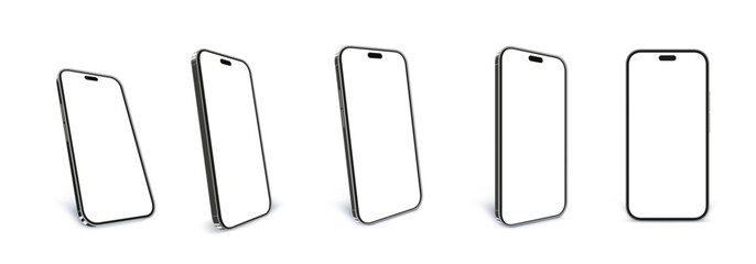 Mobile phone vector mockup design set. Modern device different angles collection.