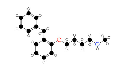 bifemelane molecule, structural chemical formula, ball-and-stick model, isolated image antidepressant