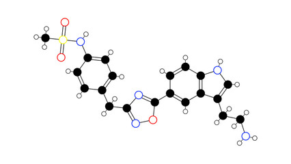 l-694247 molecule, structural chemical formula, ball-and-stick model, isolated image antimigraine agent
