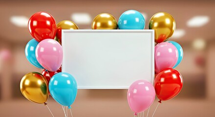 Assorted Colorful Balloons with Clear Empty Space for Customized Text
