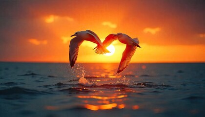 woman jumping on the beach at sunset