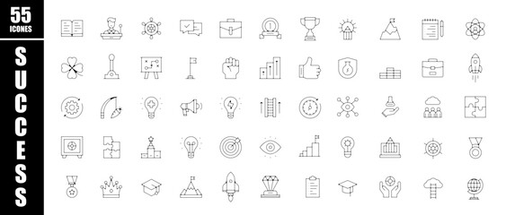 Planche pictogramme icones symboles success travail