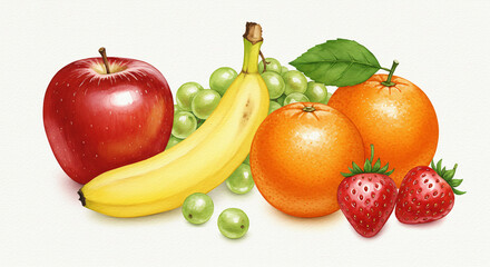 Colorful Fruit Set in Watercolor