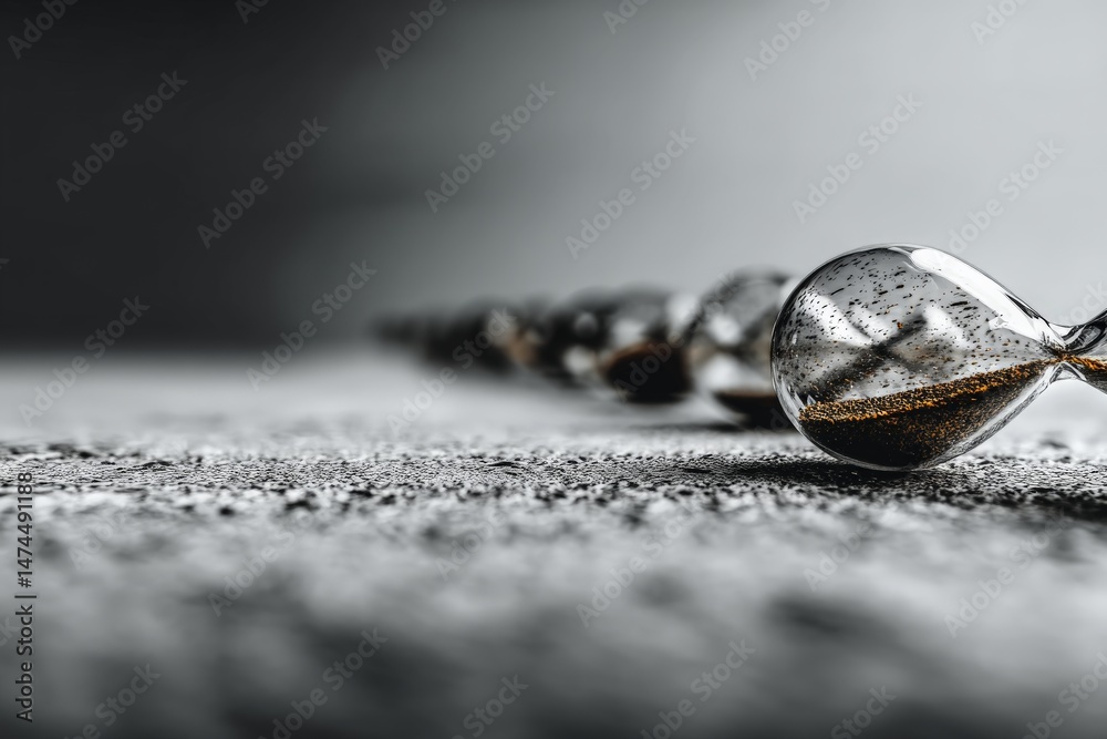 Fototapete Creative display of hourglasses lined up on a textured surface, each representing the passage of time in a unique manner