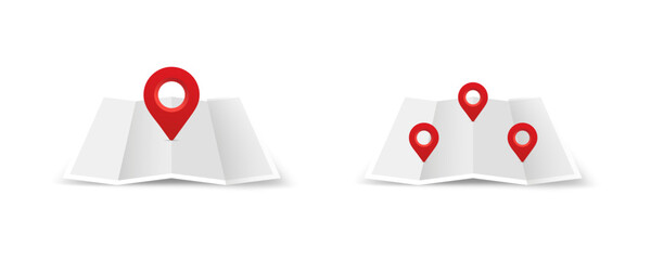 Map with location pins vector illustrations.