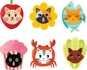 Cute Cat Icons in Fun Costumes