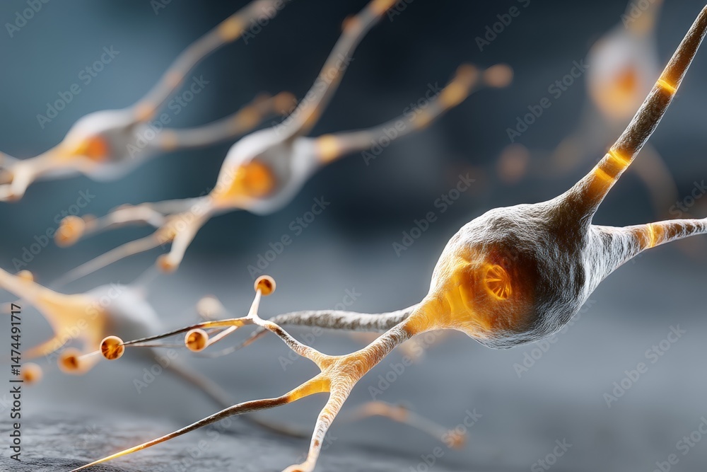 Leinwandbilder neurons transmitting signals in a detailed microscopic environment showcasing brain activity and neu