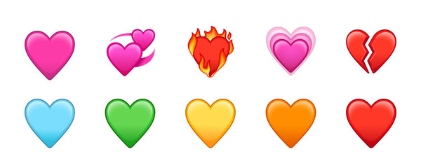 Heart emoji vector love symbols collection. Heart emojis and love symbols set