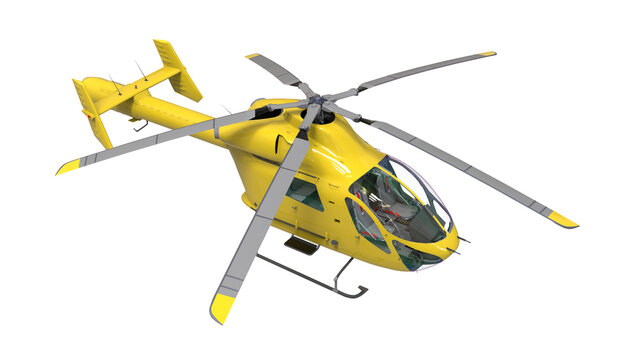 3D Realistic Helicopter Isolated on Transparent Background 