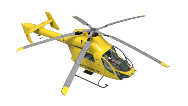 3D Realistic Helicopter Isolated on Transparent Background 