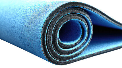 Rolled Yoga Mat: A close-up shot of a rolled yoga mat, a symbol of wellness, mindfulness, and serenity. The textures and hues evoke a sense of calmness and tranquility.