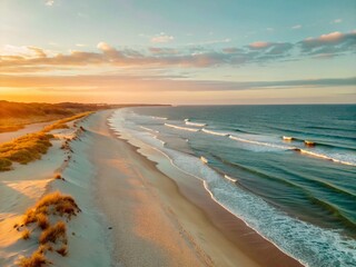 Drone View of a Sunset Over a Deserted Beach - Last Day of Summer
