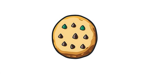 Fototapeta premium Bold clean chocolate chip cookie icon in soft green, minimal and linear style, captured in HD
