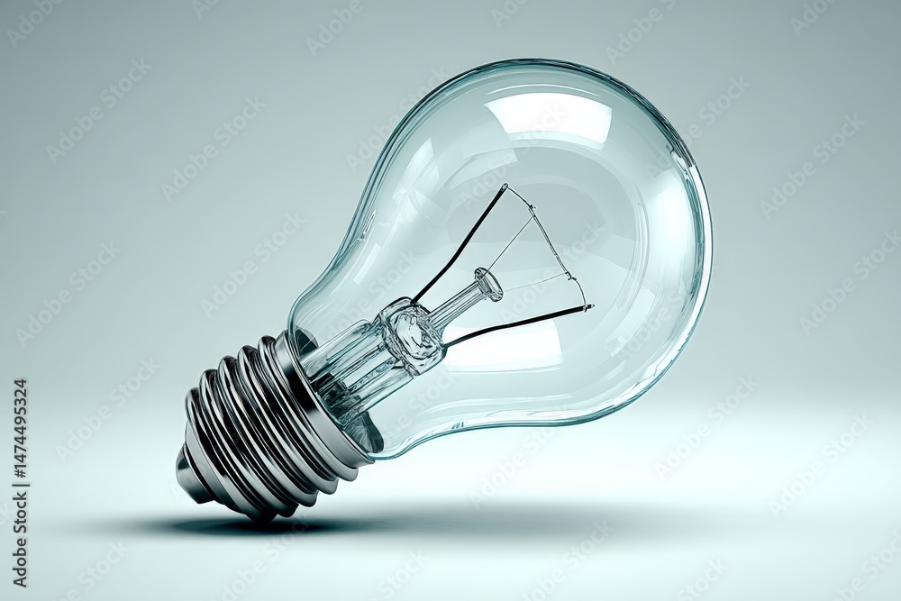 Poster light bulb with transparent glass showcasing intricate filament design on a neutral background