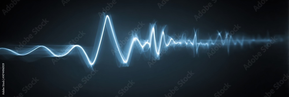 Aufkleber abstract heart monitor line with light blue gradient design on a dark background reflecting health a