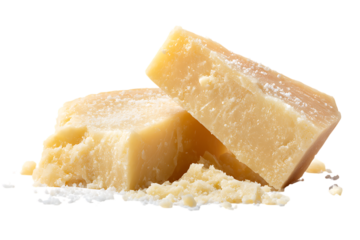 Isolated parmesan cheese for cooking with clean white background highlighting product