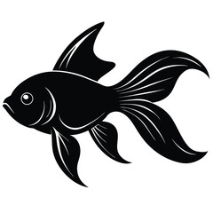 Fototapeta premium Elegant black fish features flowing fins, creating a simple aquatic silhouette perfectly