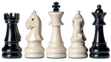 Close up of Chess Pieces with PNG transparent background for Graphic Design