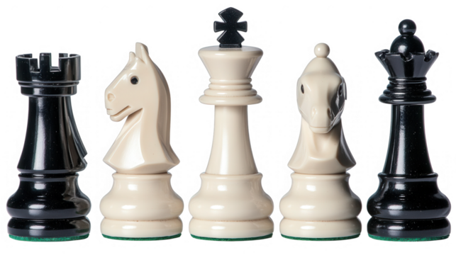 Close up of Chess Pieces with PNG transparent background for Graphic Design