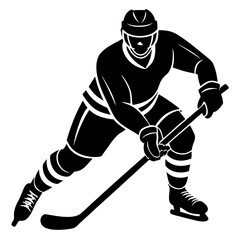 Obraz premium silhouette Hockey player icon on a white background