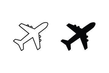 Airplane vector icon set, commercial aircraft design, aviation symbol, outline style