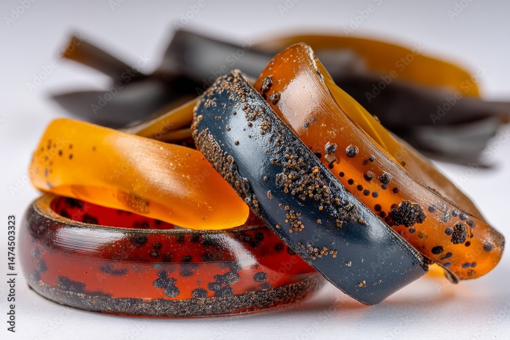 Aufkleber colorful resins displayed together, showcasing unique textures and patterns, on a light background d