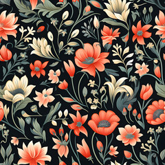 Romantic Flowers Seamless Pattern – Blush & Sage Green Floral Background