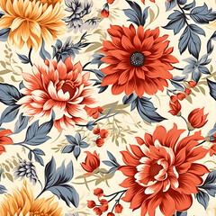 Romantic Flowers Seamless Pattern – Blush & Sage Green Floral Background